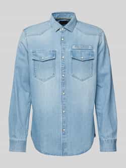 PME Legend Bleach Indigo Denim Lange Mouw Shirt Blue Heren