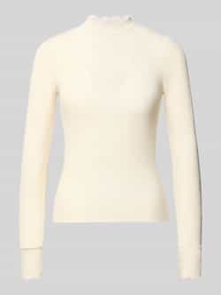 Only Slim fit shirt met lange mouwen en hooggesloten kant model 'TILDE'
