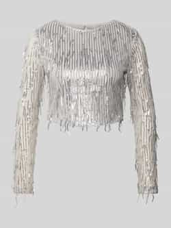 Only Regular fit korte top met franjes met pailletten model 'SPACEY'
