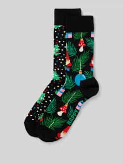 Happy Socks Regular fit sokken met logoprint model 'Holiday Tree'