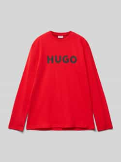 HUGO Shirt met lange mouwen en labelprint