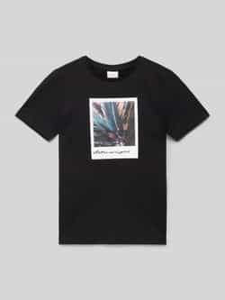 S.Oliver T-shirt met printopdruk zwart Jongens Katoen Ronde hals Printopdruk 146 152