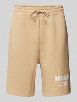 Hugo Blue Regular fit sweatshorts met labelprint model 'Nomario'