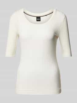 Boss T-shirt met geribde boothals