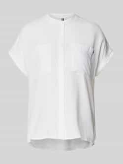 Tommy Hilfiger Blouse met korte mouwen ESS LINEN COLLARLESS S S BLOUSE met logo-borduursel verkoelend premium linnen