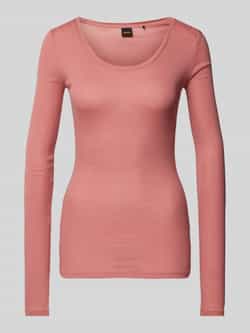 Boss Orange Shirt met lange mouwen en geribde ronde hals model 'Elayer'