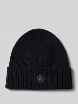 Boss Beanie van scheerwol met labeldetail model 'Fati'