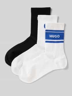 OTTO HUGO Blue Vrijetijdssokken 3P QS BLUE DES CC W met contrastkleurig borduursel (3 paar)