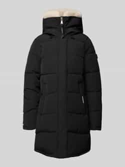 Khujo Gewatteerde lange jas met labeldetails model 'Teddy'