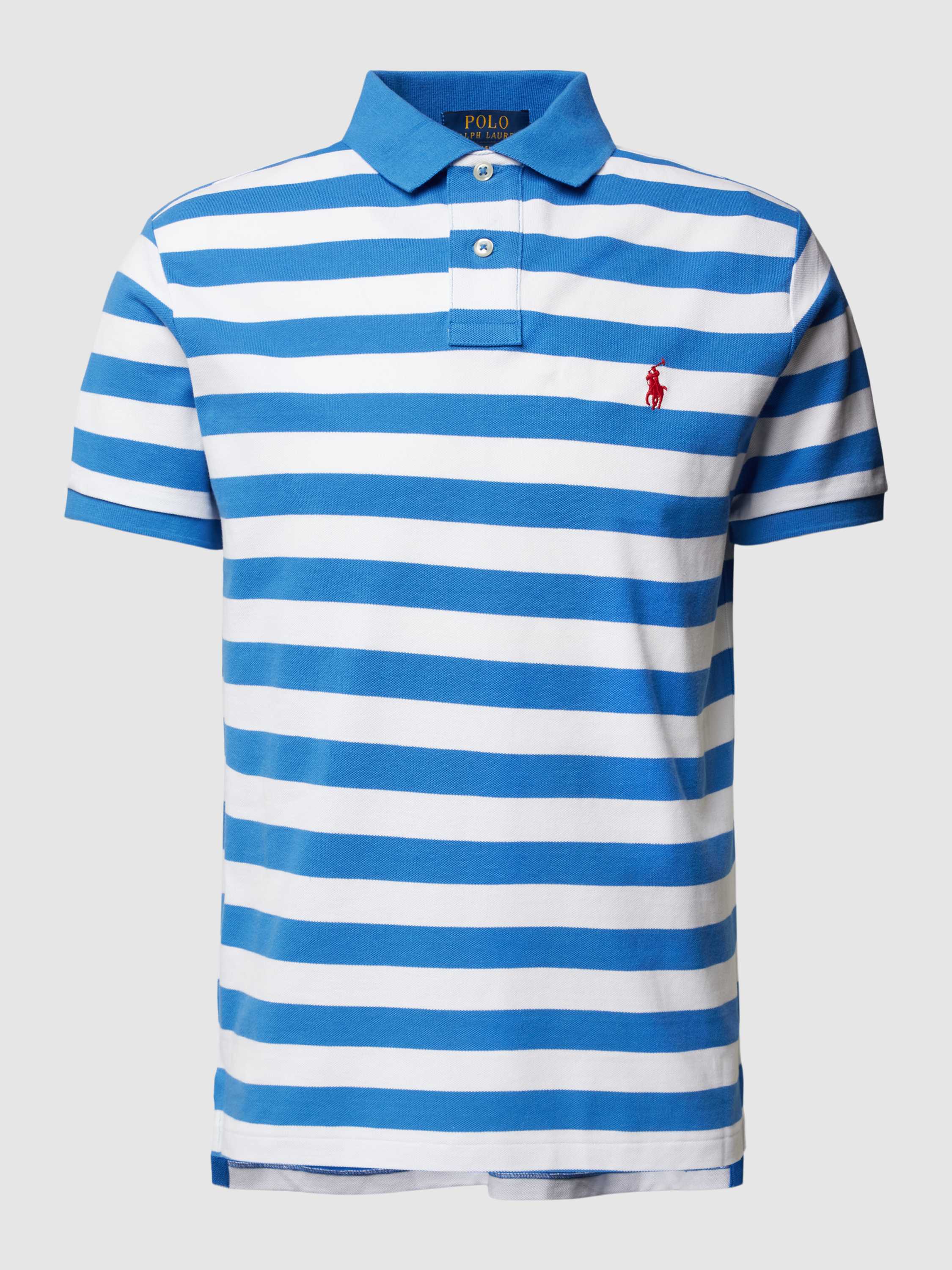 Ralph Lauren Blauw Gestreepte Custom Slim Fit Polo Multicolor Heren