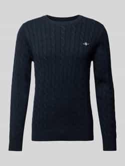 Gant Gebreide trui COTTON CABLE C-NECK met wapen-logo borduurwerk op de borst