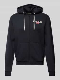 Napapijri Zwarte Katoenen Hoodie Sweatshirt Rits Logo Black Heren