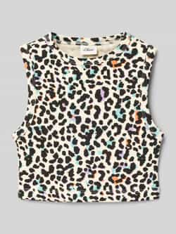 S.Oliver RED LABEL Junior Geribde tanktop van ribstof en met grafisch patroon