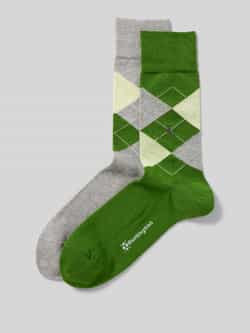 Burlington Sokken met labelapplicatie in een set van 2 paar model 'Everyday Argyle'