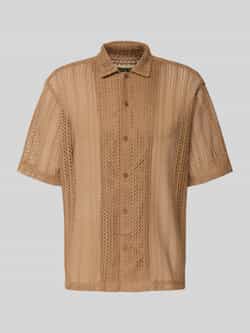 WOODBIRD Relaxed fit vrijetijdsoverhemd in semi-transparant design