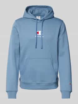 Champion Central Logo Overhead Hoodie Blue- Heren Blue