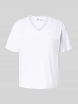 Samsøe T-shirt met geribde V-hals model 'SAELI'