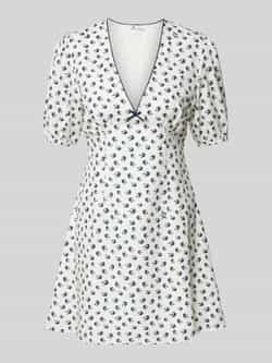 TOMMY JEANS Mini-jurk TJW SS CREPE MINI DRESS met strikdetail vogelpatroon