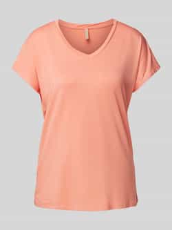 Soyaconcept T-shirt met geribde V-hals model 'Marica'