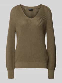 Monari Gebreide pullover met V-hals