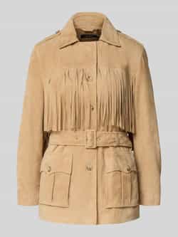Lauren Ralph Lauren Leren jack van chevreau-suède met franjes model 'MAJAYA'