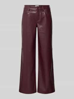 Vila Wide fit stoffen broek in leerlook model 'Annie'