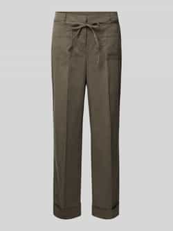 Opus Straight leg stoffen broek met persplooien model 'Meeri'
