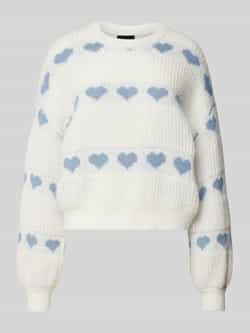 Pieces Regular fit gebreide pullover met gebreid hartjesmotief model 'NOVE'