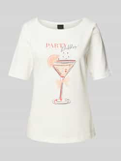 S.Oliver BLACK LABEL Regular fit T-shirt van katoenmix met sierstenen