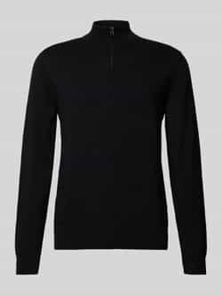 Boss Gebreide pullover met korte ritssluiting model 'Padro'