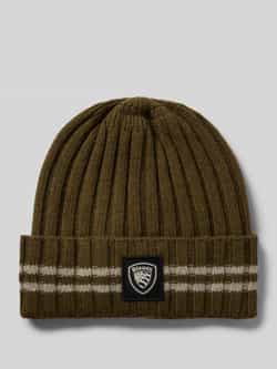 Blauer Usa Gebreide muts met labeldetail model 'SENTRY'