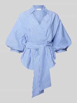 Rich & Royal Regular fit wikkelblouse met pofmouwen