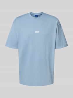 Hugo Blue T-shirt met labelprint model 'Nalono'