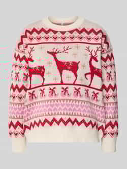 Only Relaxed fit kersttrui in tweekleurig tricot model 'XMAS RAIN'