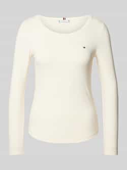 TOMMY HILFIGER Dames Tops & T-shirts Slim 5x2 Rib O-nk Ls Beige