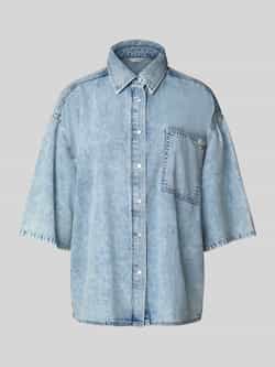 Mustang Oversized jeansblouse met lyocell en 1 2-mouwen model 'Ella'