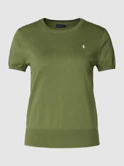 Ralph Lauren Groene Gebreide T-shirt met Iconisch Pony Borduursel Green Dames