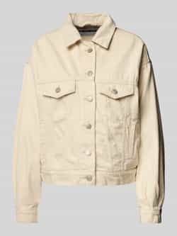 Review Trucker jacket met strookzakken