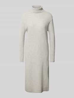 Tommy Hilfiger Gebreide jurk WOOL CASH ROLL-NK LONG DRESS met logo-borduursel in riblook