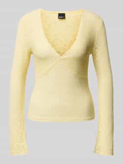 Gina Tricot Shirt met lange mouwen van kant met V-hals