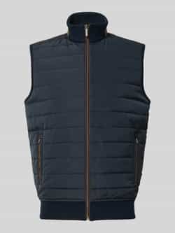 Bugatti Regular fit gilet van katoenmix in doorgestikte look