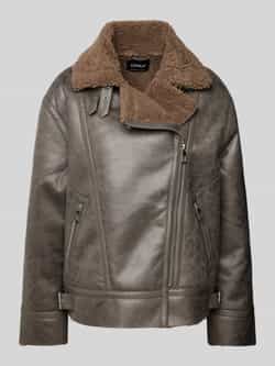 Only Regular fit jack in leerlook met fly-away-kraag model 'BETTY'