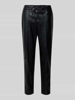 S.Oliver BLACK LABEL Straight leg broek in leerlook met vaste persplooien