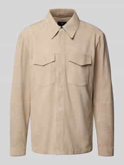 JOOP! Collection Overhemdjack van chevreau-suède met borstzakken model 'Tom'