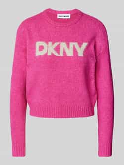 DKNY Gebreide pullover met labelprint