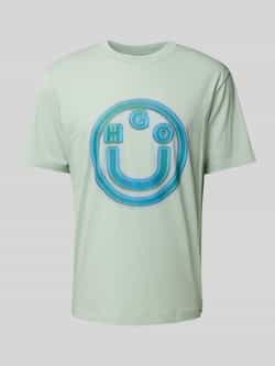 Hugo Blue T-shirt met labelprint model 'Nakoree'