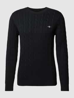 Gant Gebreide trui COTTON CABLE C-NECK met wapen-logo borduurwerk op de borst