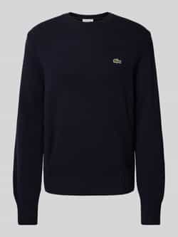 Lacoste Wollen Trui met Ronde Hals in Marineblauw Blue Heren
