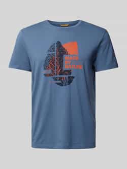 Camel active T-shirt met geribde ronde hals