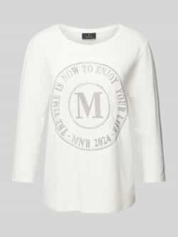 Monari Shirt met lange mouwen en label met siersteentjes